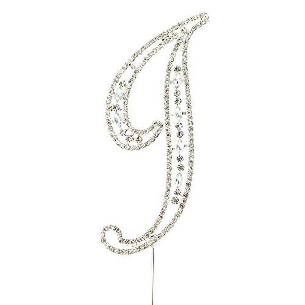 Sparkly Rhinestones Silver Cake Topper Letter Decoration For Wedding