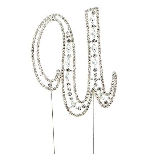 Sparkly Rhinestones Silver Cake Topper Letter Decoration For Wedding