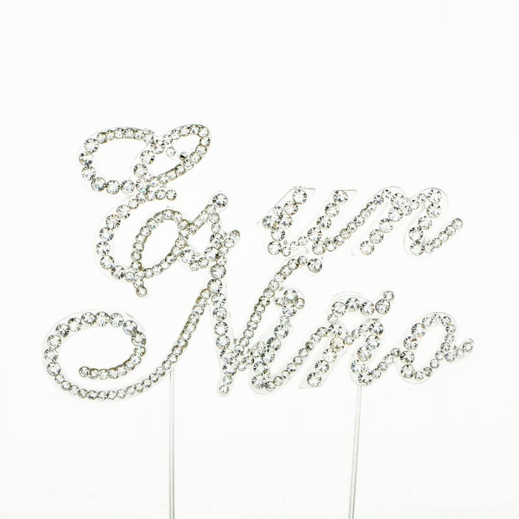 Sparkly Rhinestones Silver Cake Topper Special Words Decoration For