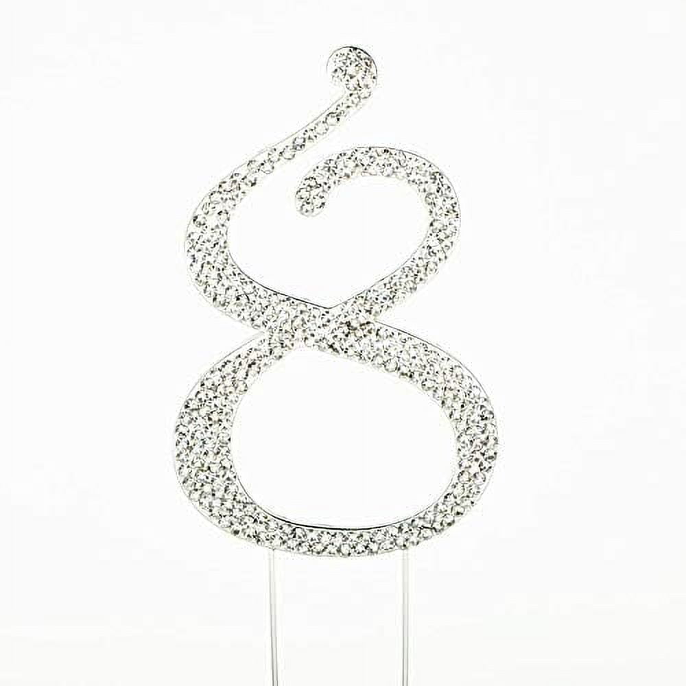 Sparkly Rhinestones Silver Cake Topper Symbol And Number Decoration