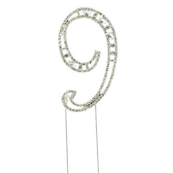 Sparkly Rhinestones Silver Cake Topper - Symbol and Number Decoration for Wedding, Birthday, Gender Reveal & Anniversary Cakes (9)