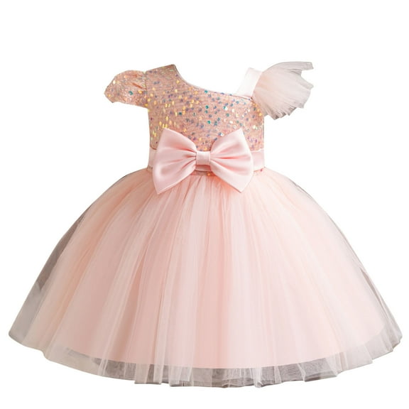 Sparkly Sequin Birthday Prom Outfit Toddler Princess Dress Fashion Ball Gown for Little Girls Sleeveless Mesh Gauze Dress Casual Party Tulle Sundress for Kid Fluffy Summer Dresses（1-6 Years）