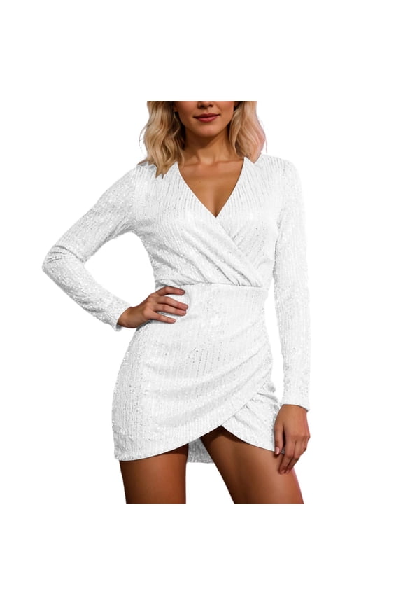 Sparkly Sequin Bodycon Evening Gown Long Sleeve Elegant Party Dress For Women Night Out Clubwear Suitable For Travel, Workplace, Beaches, Carnivals, Gatherings, And Festivals