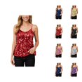 thumbnail image 1 of Sparkly Sequin Camisole Tops for Women V Neck Spaghetti Strap Shiny Sequins Cami Tank Top Rave Party Clubwear, 1 of 6