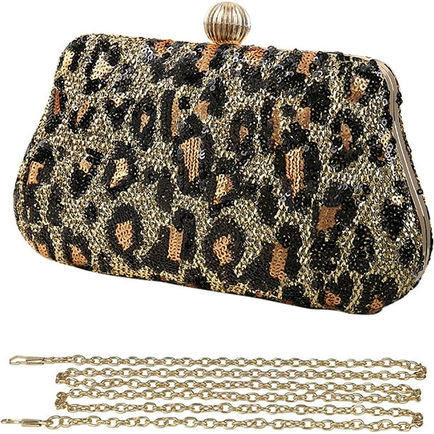 Sparkly Sequin Evening Bag for Women Fashion Leopard Print Shoulder Bag Party Prom Handbag Walmart Business Supplies