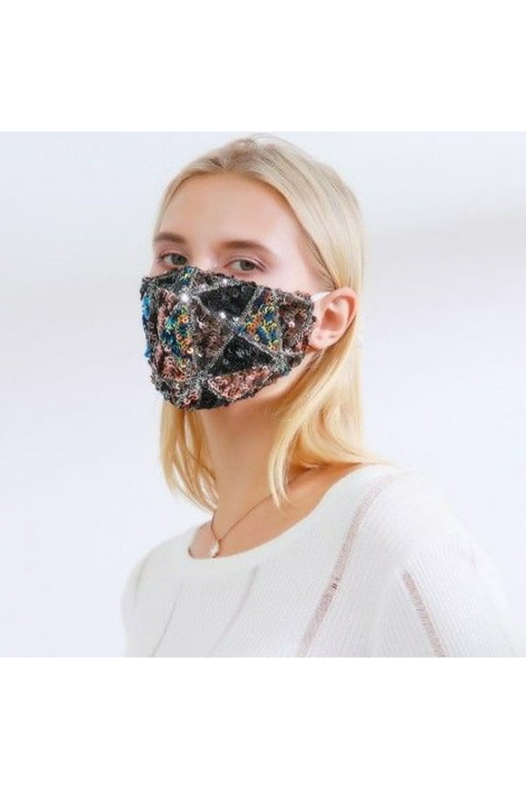 Sparkly Sequin Face Cover with Glitter Flannel, Perfect for Winter Masquerade Parties, Warm and Breathable, Multicolor Design, Ideal for Cold Weather Protection and Festive Events