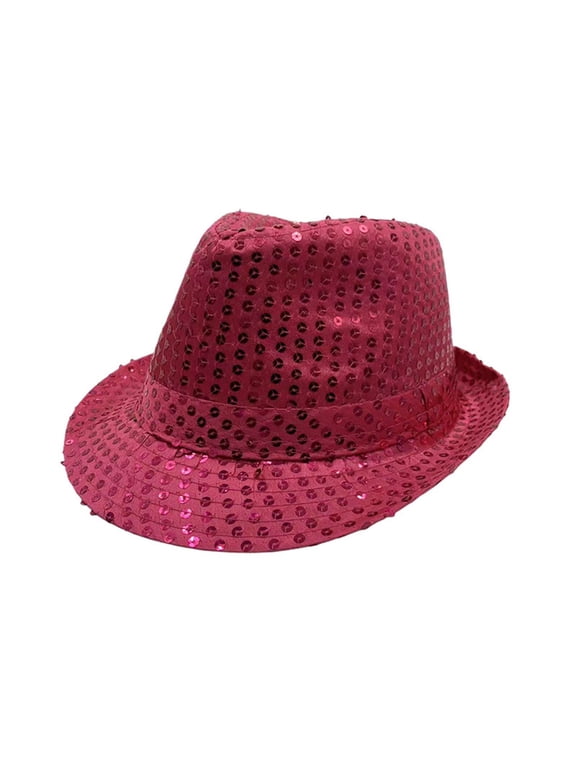 Sparkly Sequin Fedora Hat Unisex Shiny Glitter Trilby for Halloween Carnival Stage Show Photo Prop Party Event