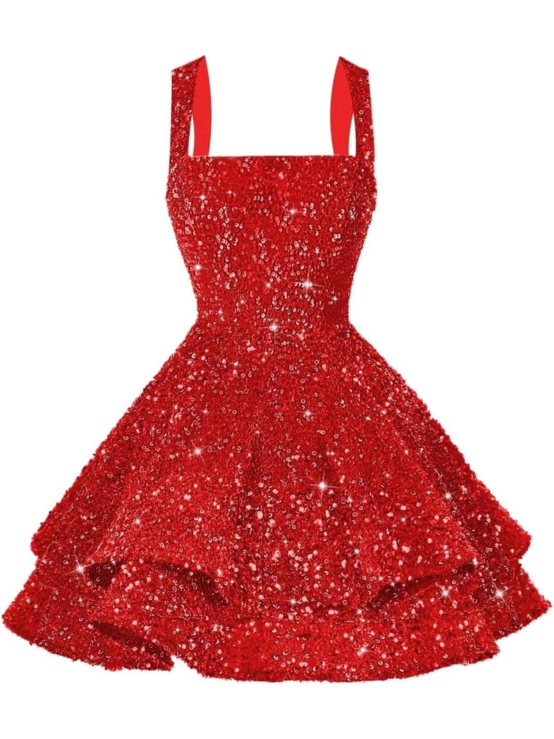 homecoming dresses size 16 18 LYQDRSS Sparkly Sequin for Teens Tiered Sweet Photo Short Cocktail Party Dress Zu011, Girl's, Clear Style-Color-Dim:AD5E211944_AA355_M