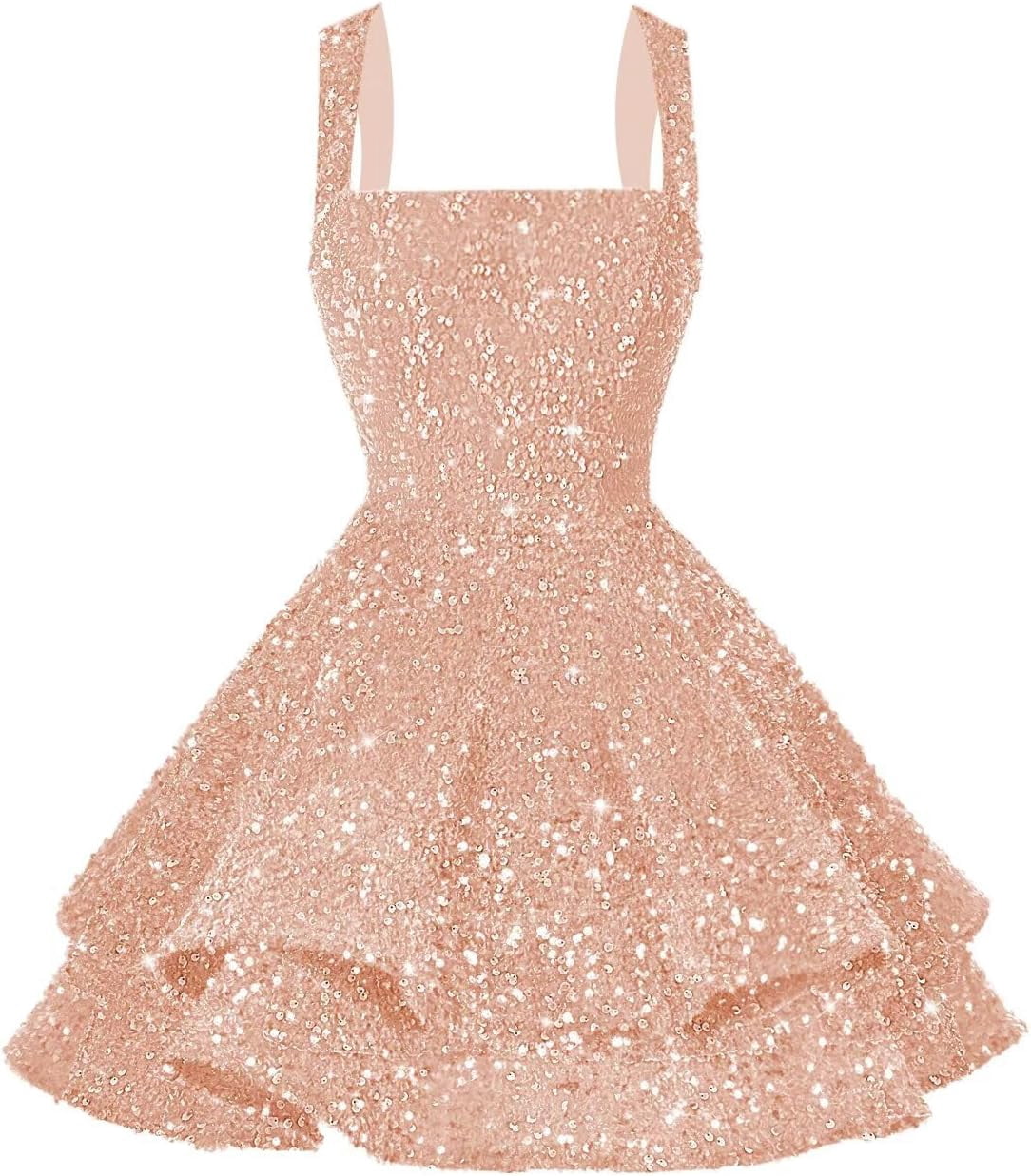 rose gold short dress for sweet 16 LYQDRSS Sparkly Sequin Homecoming Dresses Teens Tiered Photo Cocktail Party Zu011, Girl's, Clear PT484