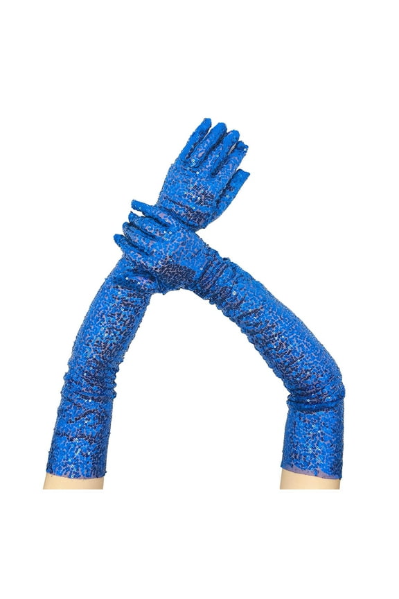 Sparkly Sequin Long Opera Gloves for Women 1920s Evening Satin Dress Accessory Elbow Length Bridal Party Size:One Size