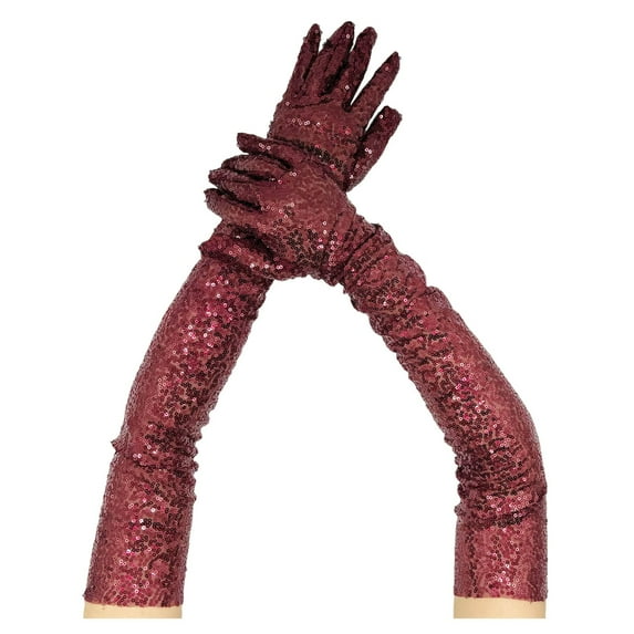 Sparkly Sequin Long Opera Gloves for Women 1920s Evening Satin Dress Accessory Elbow Length Bridal Party Size:One Size