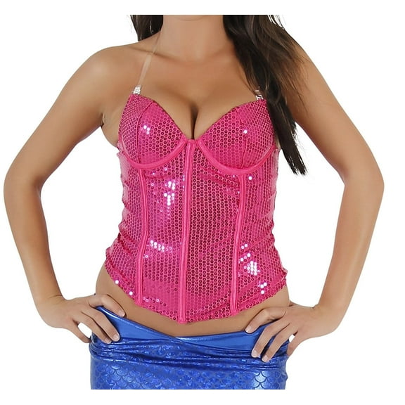 Sparkly Sequin Mermaid Pink Corset