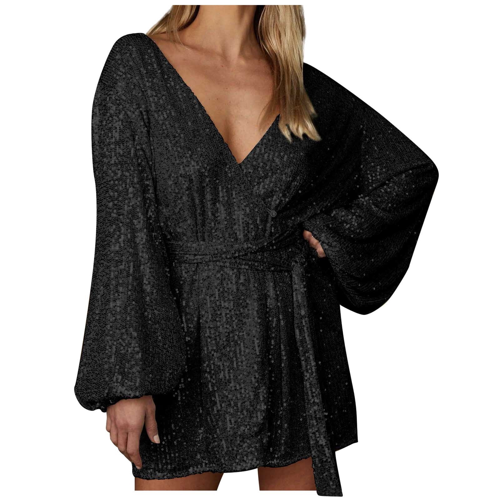 slim fit dress slacks Sequin Wrap Mini Dress M