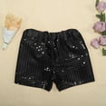 thumbnail image 1 of Sparkly Sequin Shorts For Girls Summer Shorts High Waist Elastic Straight Leg Kids Glitter Party Performance Shorts For Birthday Valentines Day Carnival Graduation Summer 2-14Y Black,100=2-3Y, 1 of 7