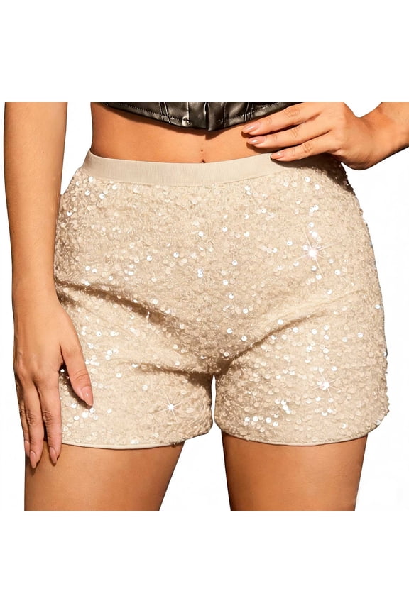 Sparkly Sequin Shorts for Women High Waisted Shiny Hot Pants Glitter Party Clubwear Rave Outfits Festive Bottoms