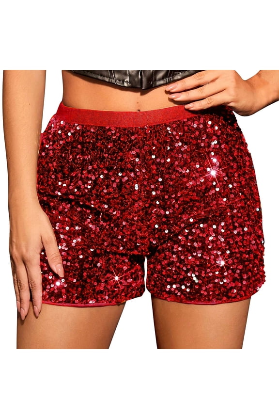 Sparkly Sequin Shorts for Women High Waisted Shiny Hot Pants Glitter Party Clubwear Rave Outfits Festive Bottoms
