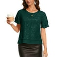 thumbnail image 1 of Sparkly Sequin Tops Womens Ruffled Short Sleeve Glitter Blouses Evening Party Dressy Casual Outfits for Women (L, Army Green), 1 of 7