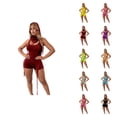 thumbnail image 1 of Sparkly Sequin Two Piece Outfits for Women Backless Irregular Halter Tank Top and Shorts Matching Set Rave Party Clubwear, 1 of 6