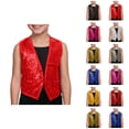 thumbnail image 1 of Sparkly Sequin Vest for Boys Girls Shiny Dance Vests Open Front Sleeveless Jacket Coat Vest Tops for Performance, 1 of 6