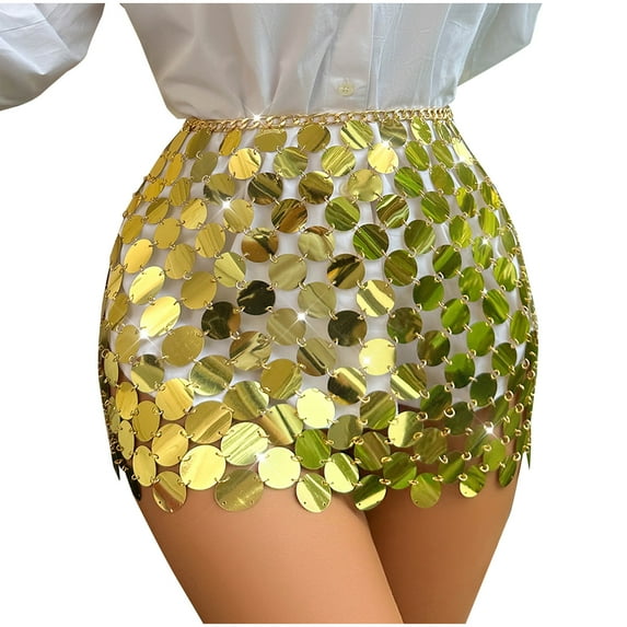 Sparkly Sequins Skirt Womens Dance Skirts Women's Big Sequin Short Skirt Mini Party Glitter Skirts for Women Jean Skirts for Women Denim Gold One Size