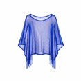 thumbnail image 1 of Sparkly Sheer Poncho Wrap, Fringed Metallic Shawl Cover-Up for Evening Dress Beach Top, One Size, 1 of 3