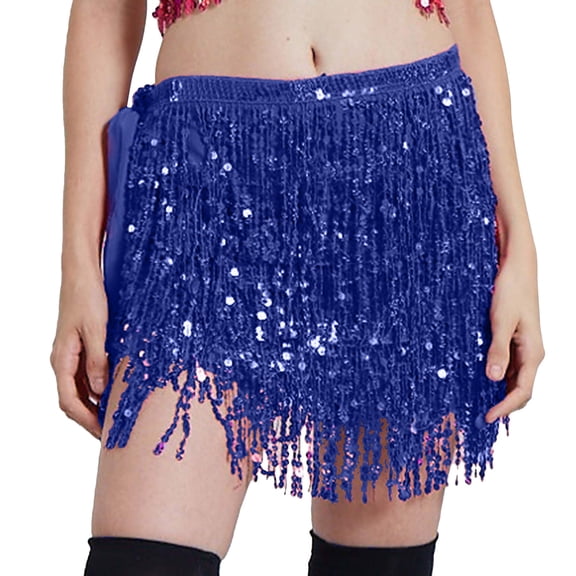 Sparkly Skirt For Women Carnival Holiday Skirts Belly Dance Skirt With Sequins And Fringe For Stage Performances And Parties Elegant Dance Practice