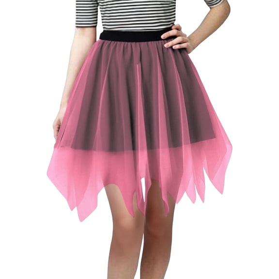 Sparkly Skirt For Women Holiday Skirts Solid Color Carnival Tiered Mesh Skirt Asymmetrical Hem Party Wear With White Elegant Flowy Design For Festive Events