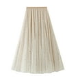 thumbnail image 1 of Sparkly Skirts for Women Long Length Glitter Elastic High Waisted Mesh 2 Layered Pleated A Line Maxi Skirt Prom, 1 of 5