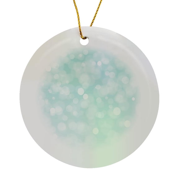 3drose, Sparkly Sky Blue and White Bokeh, Circle Porcelain Ornament