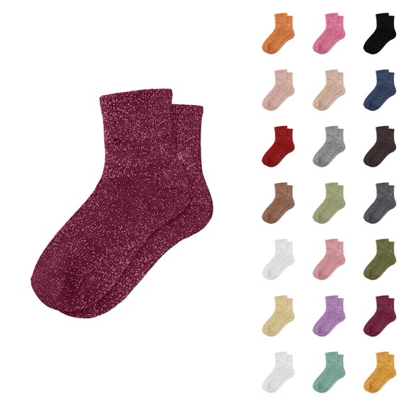 Sparkly Solid Color Slouch Socks, Fashionable Mid Calf Hosiery for Daily Wear, Casual Outfits and Carnival, Comfortable Stretch Fit