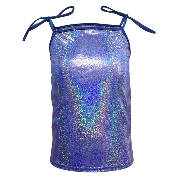 Sparkly Tank Tops for Girls Size 4-14 Spaghetti Strap Cami Top Teens Kids Trendy Shiny Solid Dance Performance Tees Shirts 2025