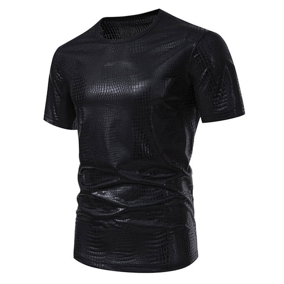 Sparkly Tops For Men Going Out Stage Bright Face Crew Neck Short Sleeve Slim Fit Sequin T Shirt Casual Dressy Party Carnival Basic Shiny Tee Vacation Clothes Black XL