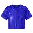 thumbnail image 1 of Sparkly Tops for Girls Short Sleeve Sequin Glitter Crewneck T-Shirts Fashionable Pullover Party Carnival Gown Blue 10-12 Years, 1 of 5