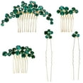 thumbnail image 1 of Sparkly Wedding Hair Combs, 5PCS Crystal Flwoer Hair Clips Bride Bridesmaid Hair Sides Comb Rhinestone Barrettes, Crystal Flower Hair Pins Hair Accessories for Women Girls (Green), 1 of 4