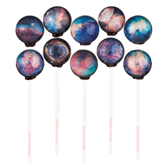 Sparko Sweets Galaxy Lollipops, Cosmo Designs, 10 Pieces, Cherry, Gift Pack, Handcrafted in USA, 1.5 Pounds - Perfect for Space-Themed Events and Gifts