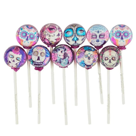 Sparko Sweets La Catrina Day of the Dead Lollipops, Intricate Skull and Floral Art, 1 Pound, Handcrafted in USA, Gift Packaging - Perfect for Halloween, Da de los Muertos, and Cultural Gifts
