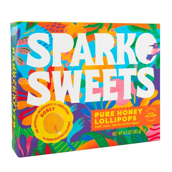 Sparko Sweets Natural Honey Lollipops, Made in USA, No Artificial Ingredients, No Corn Syrup, 16 Pieces, 1.4" Diameter, 1.5 lbs, Gold  Perfect for Tea Stirrers, Sore Throat Remedy, and Gifts