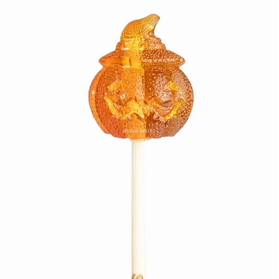 Sparko Sweets Natural Jack-O'-Lantern 3D Honey Lollipops, 16 Pcs, 1.13-inches Diameter, Made in USA, No Artificial Ingredients, No Corn Syrup, Local Pure Honey, Spooky Halloween Candy, 1.5 lbs, Gold