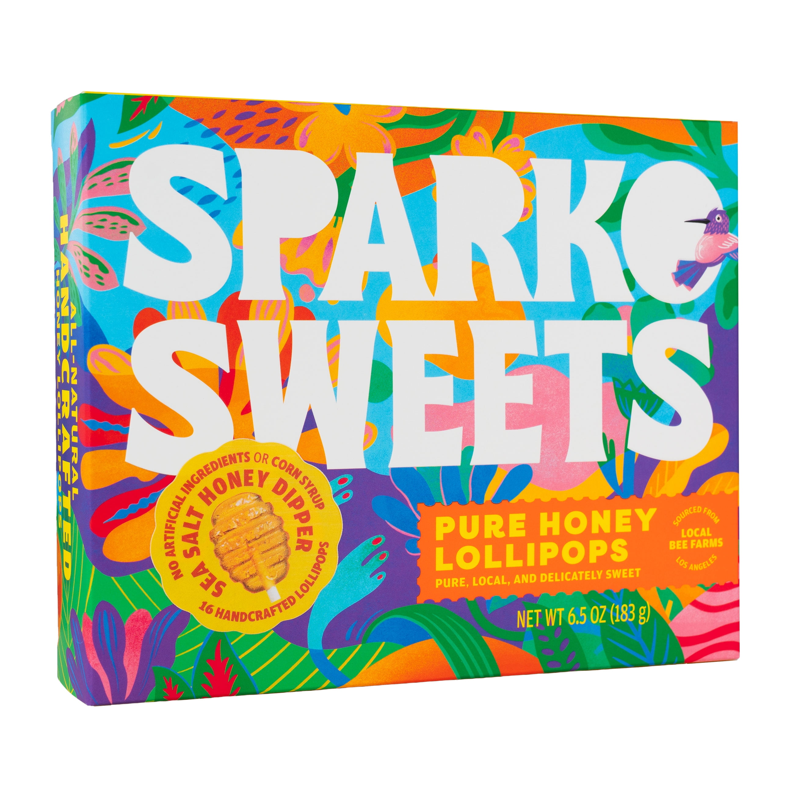 Sparko Sweets Sea Salt Honey Dipper Lollipops, Made in USA, No Artificial Ingredients, No Corn Syrup, 16 Pieces, 1.5-inch Diameter, 1.5 lbs, Gold  Ideal for Tea Stirrers, Sore Throat Remedy