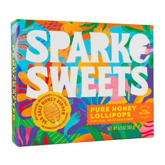Sparko Sweets Sea Salt Honey Dipper Lollipops, Made in USA, No Artificial Ingredients, No Corn Syrup, 16 Pieces, 1.5-inch Diameter, 1.5 lbs