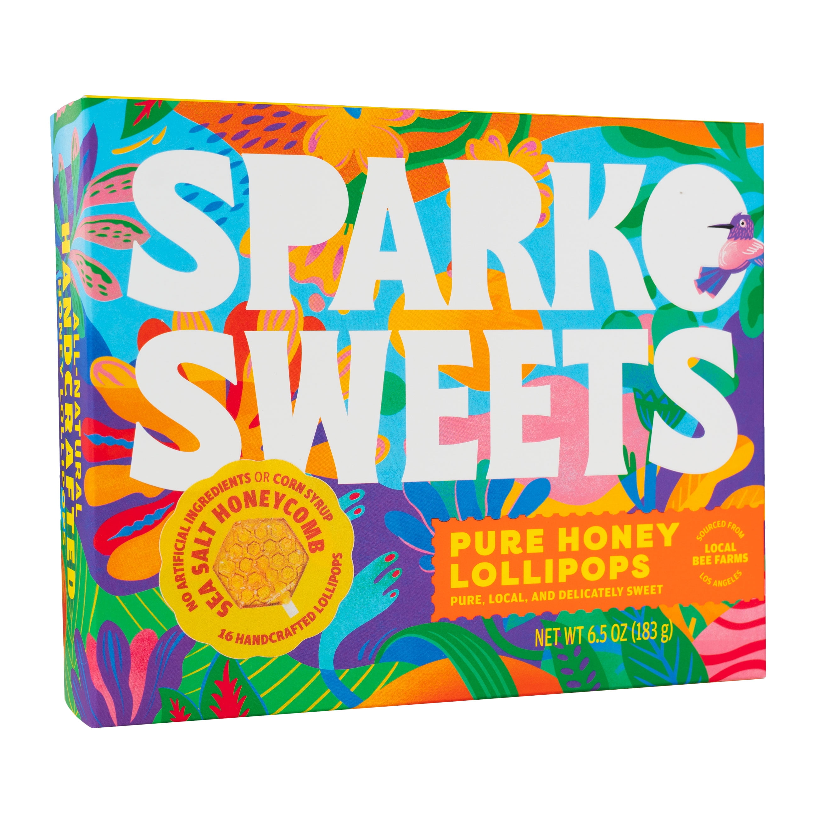 Sparko Sweets Sea Salt Honeycomb Lollipops, Made in USA, No Artificial Ingredients, No Corn Syrup, 16 Pieces, 1.3-inch Diameter, 1.5 lbs, Gold  Ideal for Tea Stirrers, Sore Throat Remedy