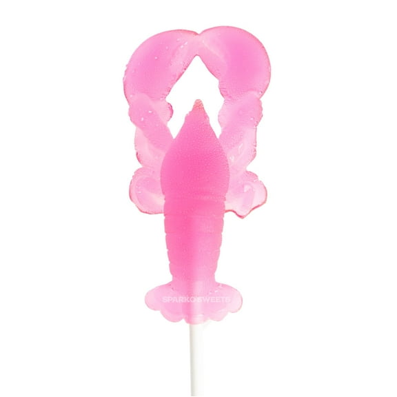 Sparko Sweets Strawberry Lemonade Lobster Lollipops, 3.5" Large Pink Candy, 24 Pieces, Handcrafted in USA - Ideal for Weddings, BBQs, Beach Parties, and Themed Events, 4 lbs