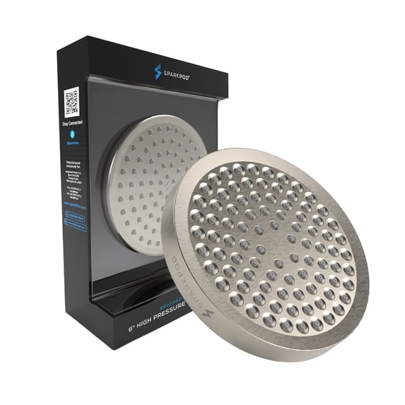 SparkPod 6" Brushed Nickel High Pressure Round Showerhead