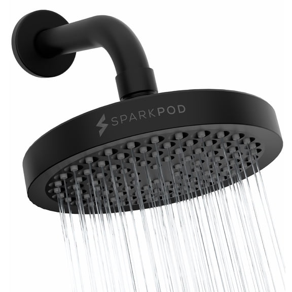 SparkPod 6-Inch Matte Black High-Pressure Round Showerhead