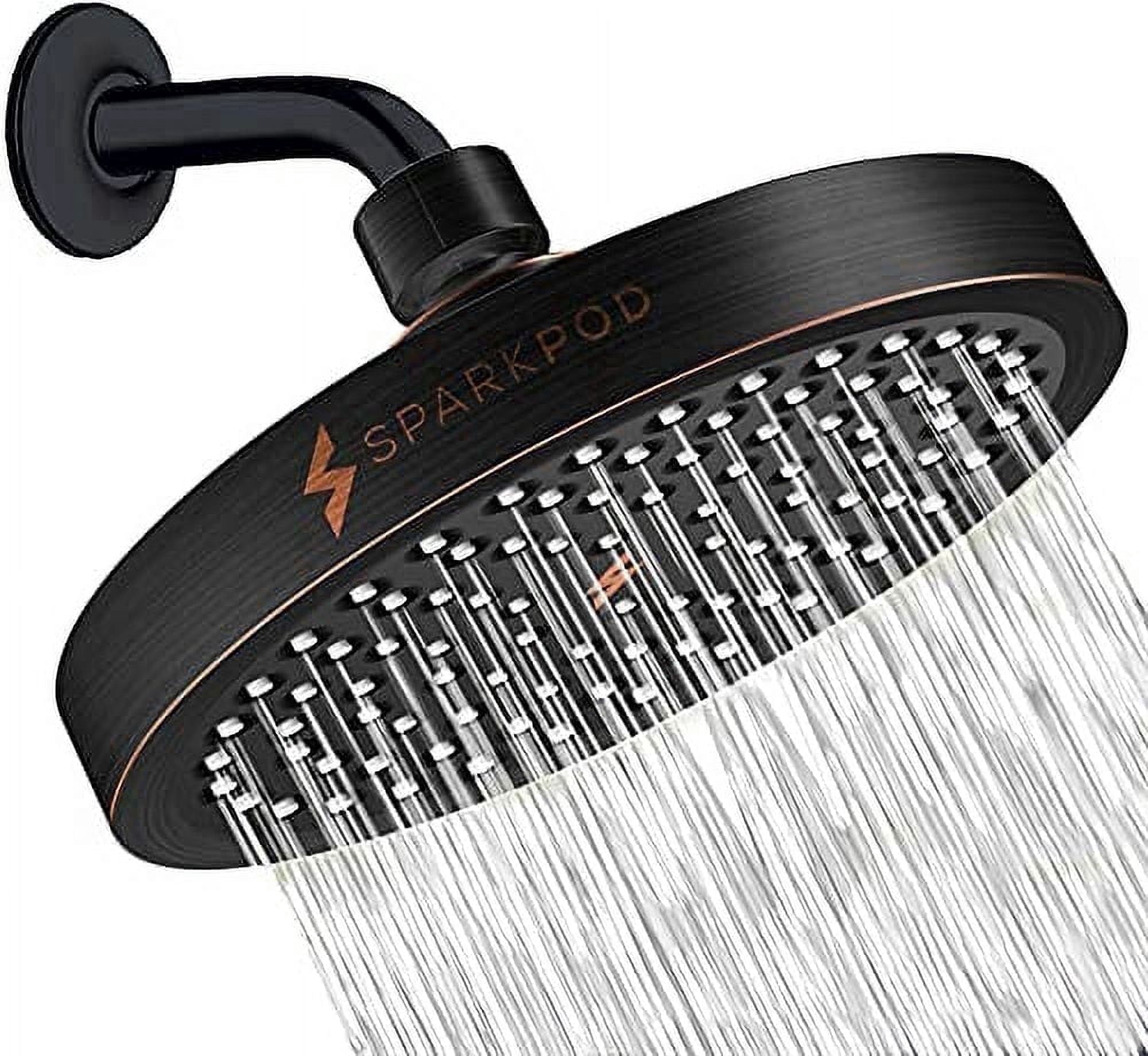 SparkPod High Pressure Rainfall Shower Head, Easy Install, Energy Saving (6 inch Round, Oil-Rubbed Bronze)