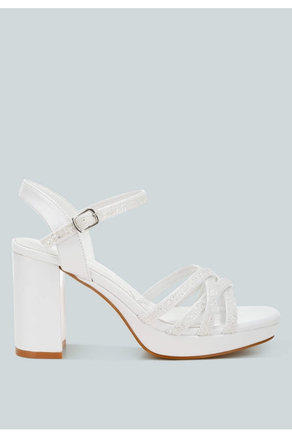 Sparks Fly Glitter Strappy Block Sandals