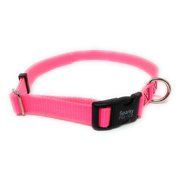 Sparky Pet Co 1" Universal Clip-N-Go Adjustable Nylon Dog Collars Neon Pink