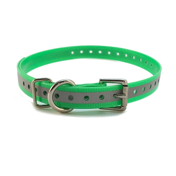Sparky Pet Co 3/4" Roller Buckle High Flex Reflective Green Dog Strap for Garmin D