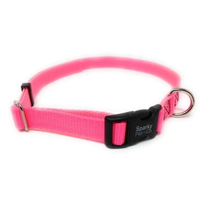 Sparky Pet Co 3/4" Universal Clip-N-Go Adjustable Nylon Dog Collars (Neon Pink)