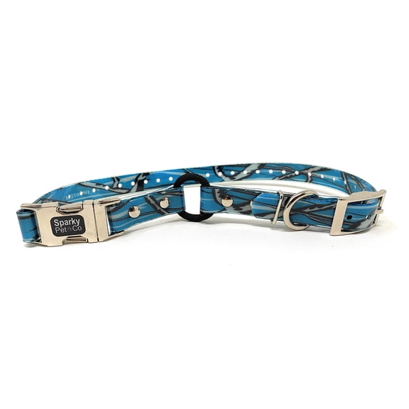 Sparky Pet Co - Zeus ECollar Replacement Strap - Bungee Loop Dog Collar - Waterproof Biothane - Adjustable - Double Buckle - Quick Snap Metal Clasp - For Invisible Fence Systems - 3/4" x 28" Blue Camo